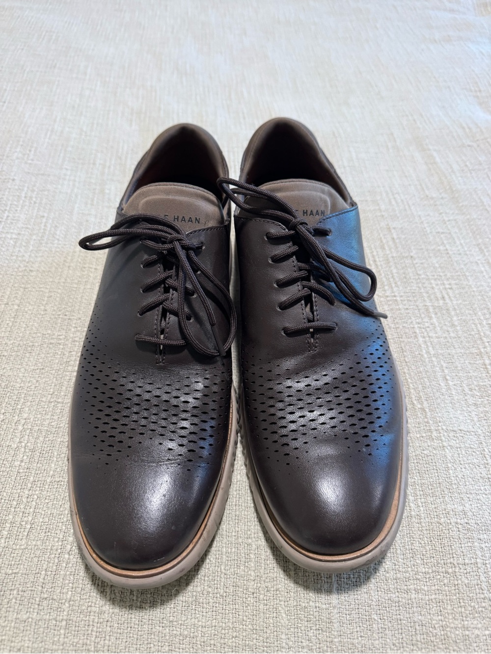 Cole Haan Grand.OS Men’s Brown Leather Perforated Oxford Shoes
